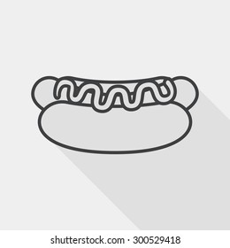 hot dog flat icon with long shadow, line icon