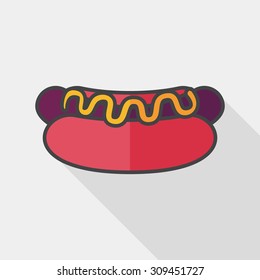 hot dog flat icon with long shadow, eps10