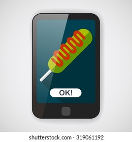 hot dog flat icon with long shadow,eps10