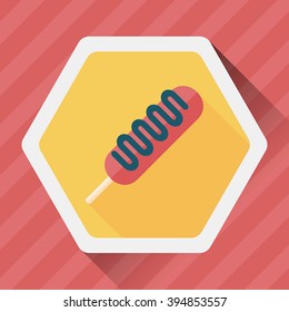 hot dog flat icon with long shadow,eps10