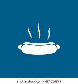 Hot Dog Flat Icon On Blue Background