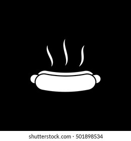 Hot Dog Flat Icon On Black Background