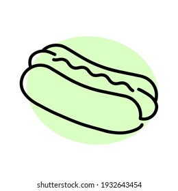 Hot dog flat icon. Pictogram for web. Line stroke. Isolated on white background. Vector eps10