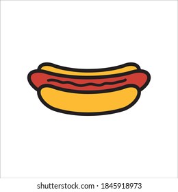 Hot Dog Flat Icon Vector Logo Template Illustration