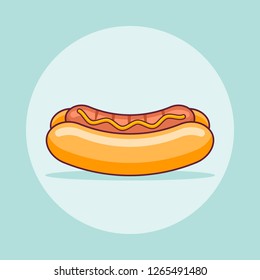 Hot dog flat line icon. Vector illustration.