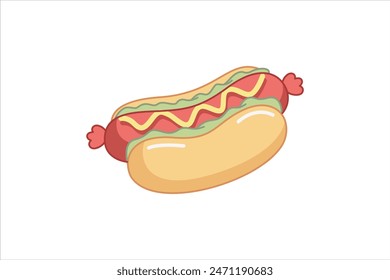 Hot Dog Flat Sticker Design