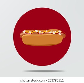 Hot dog flat style icon, vector eps10 illustration.