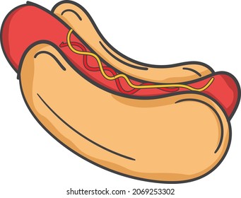 hot dog food, fast food vector illustration