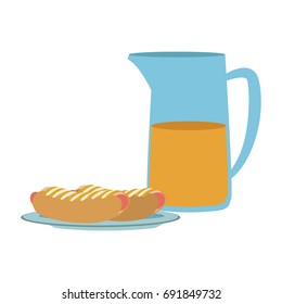 hot dog food with jar juice orange