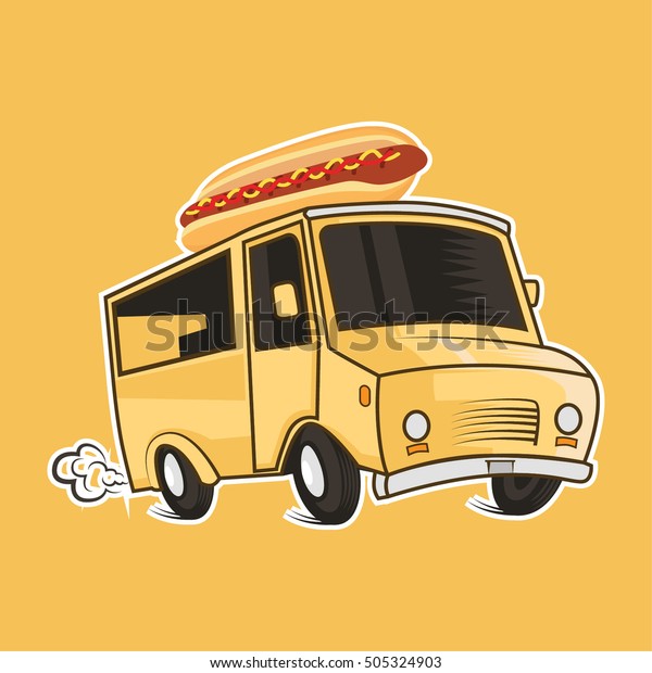 Hot dog food truck\
mascot illustration