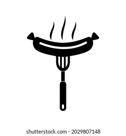 hot dog and a fork icon isolated on white background.