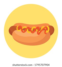 hot dog in frame circular, on white background vector illustration design