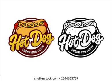 hot dog fresh and tasty vector design logo