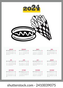 Hot dog and fries 2024 Calendar