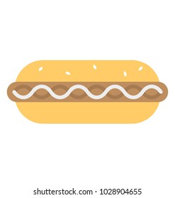 
Hot dog grill with mustard flat vector icon
