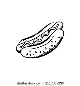 Hot Dog hand draw vector illustration