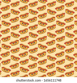 hot dog hand drawn pattern template vector background