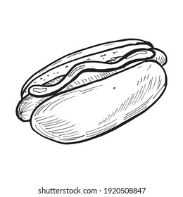 Heiße Hündin. Handgezeichneter Vektorgrafik-Hotdog. Für Poster, Banner, Web