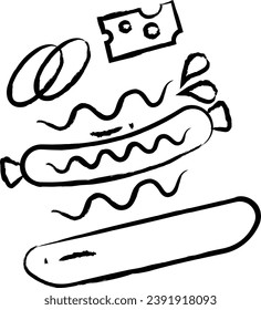 Hot dog hand drawn vector illustration