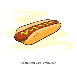 Hot Dog, a hand drawn vector illustration of a delicious Hot Dog, isolated on a simple background (editable).