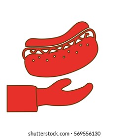 hot dog in the hand icon image, vector illustration design