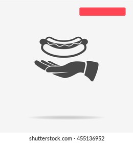 Hot dog and hand icon. Vector concept illustration for design.