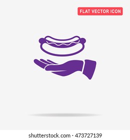 Hot dog and hand icon. Vector concept illustration for design.