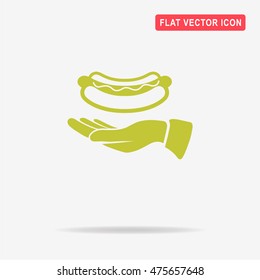 Hot dog and hand icon. Vector concept illustration for design.