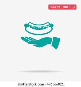 Hot dog and hand icon. Vector concept illustration for design.