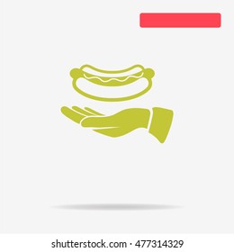 Hot dog and hand icon. Vector concept illustration for design.