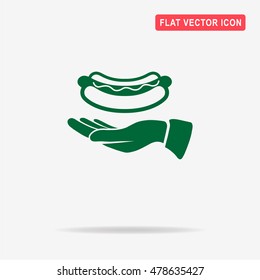 Hot dog and hand icon. Vector concept illustration for design.