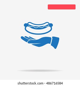 Hot dog and hand icon. Vector concept illustration for design.