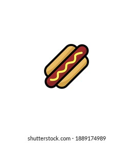 Hot dog icon. Bakery icon. Simple, outline, black, flat, color.