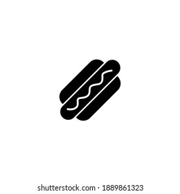 Hot Dog Icon. Bakery Icon. Simple, Flat, Black, Glyph.