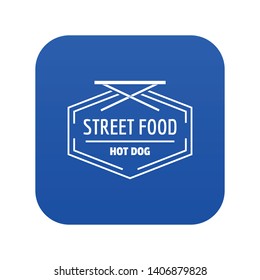 Hot dog icon blue vector isolated on white background