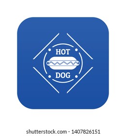 Hot dog icon blue vector isolated on white background