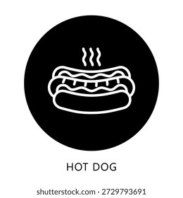 Botón De Icono De Perro Caliente, Mini Ilustración Relacionada Con La Comida, Gastronomía. Uso Para El Concepto Moderno, Ui, Web Ux Y Desarrollo De App.
