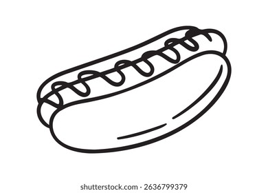 hot dog icon doodle hand drawn. Outline drawing hot dog line clipart symbol. Vector illustration