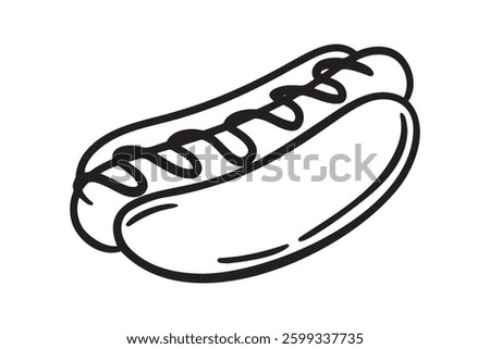 hot dog icon doodle hand drawn. Outline drawing hot dog line clipart symbol. Vector illustration