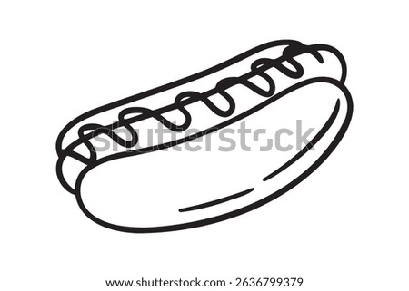 hot dog icon doodle hand drawn. Outline drawing hot dog line clipart symbol. Vector illustration