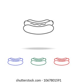 Hot dog icon. Elements of fast food multi colored line icons. Premium quality graphic design icon. Simple icon for websites, web design, mobile app, info graphics on white background