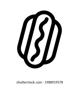 Hot dog icon. Fast food icon. Black icon. Vector illustration.