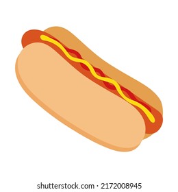 Hot dog icon. Fast food for menu, brochure. leaflets. Vector illustration.