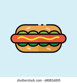 Hot Dog Icon Flat 