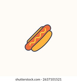 Hot Dog Icon – Flat Fast Food Illustration