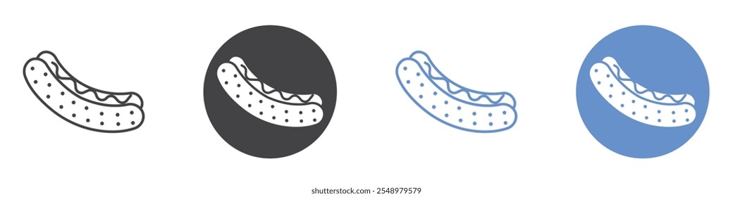 Hot dog icon flat line symbol set.