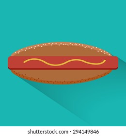 Hot dog icon flat style