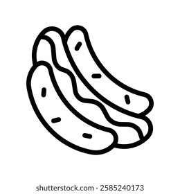Hot dog icon Flat vector set outline
