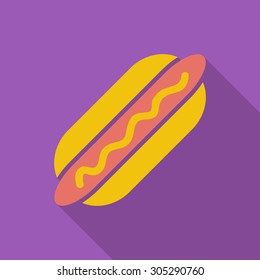 Hot dog icon. Flat vector related icon with long shadow for web and mobile applications. It can be used as - logo, pictogram, icon, infographic element. Vector Illustration.