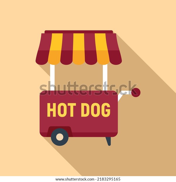Hot dog\
icon flat vector. Street kiosk. Stall\
shop